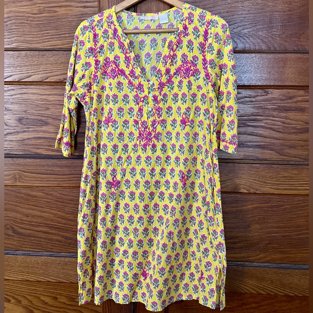 Floral Yellow and Pink Women's Dress